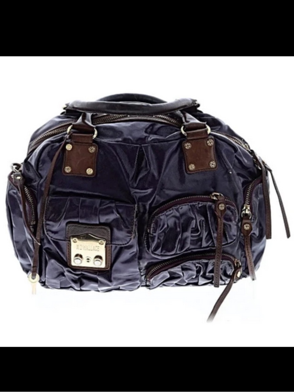 MZ Wallace Clara Satchel in Plum Slicker with Gold Tone Hardware - Picture 3 of 16